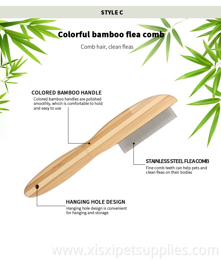 Factory Wholesale Bamboo Wooden Handle Cat Flea Comb Pet Dog Hair Grooming Comb